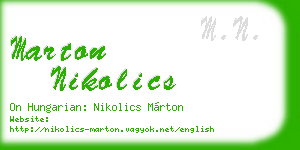 marton nikolics business card